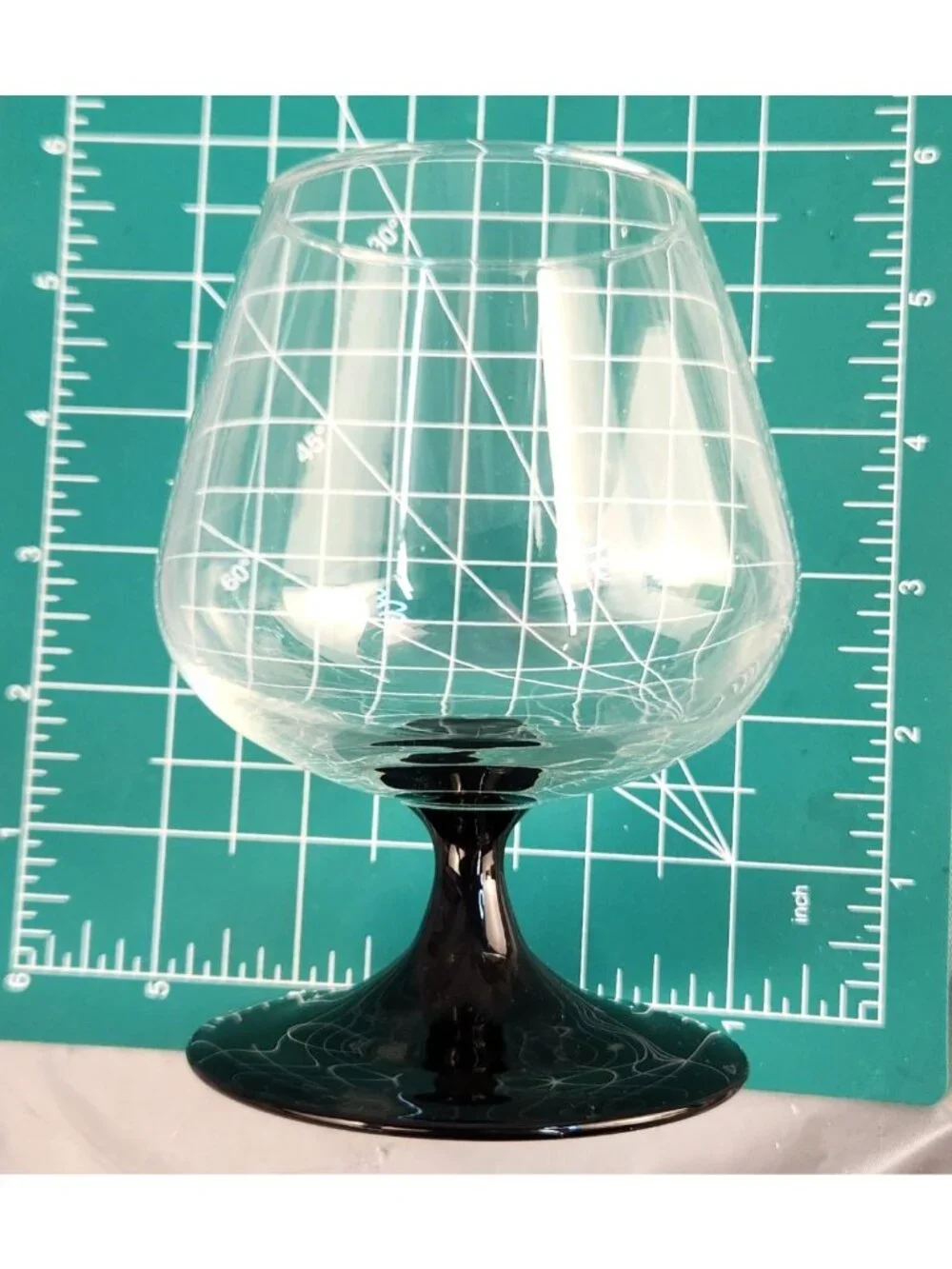 Vintage Luminarc Domino Cognac Glasses Set of 2 Black Stem French Brandy Snifter